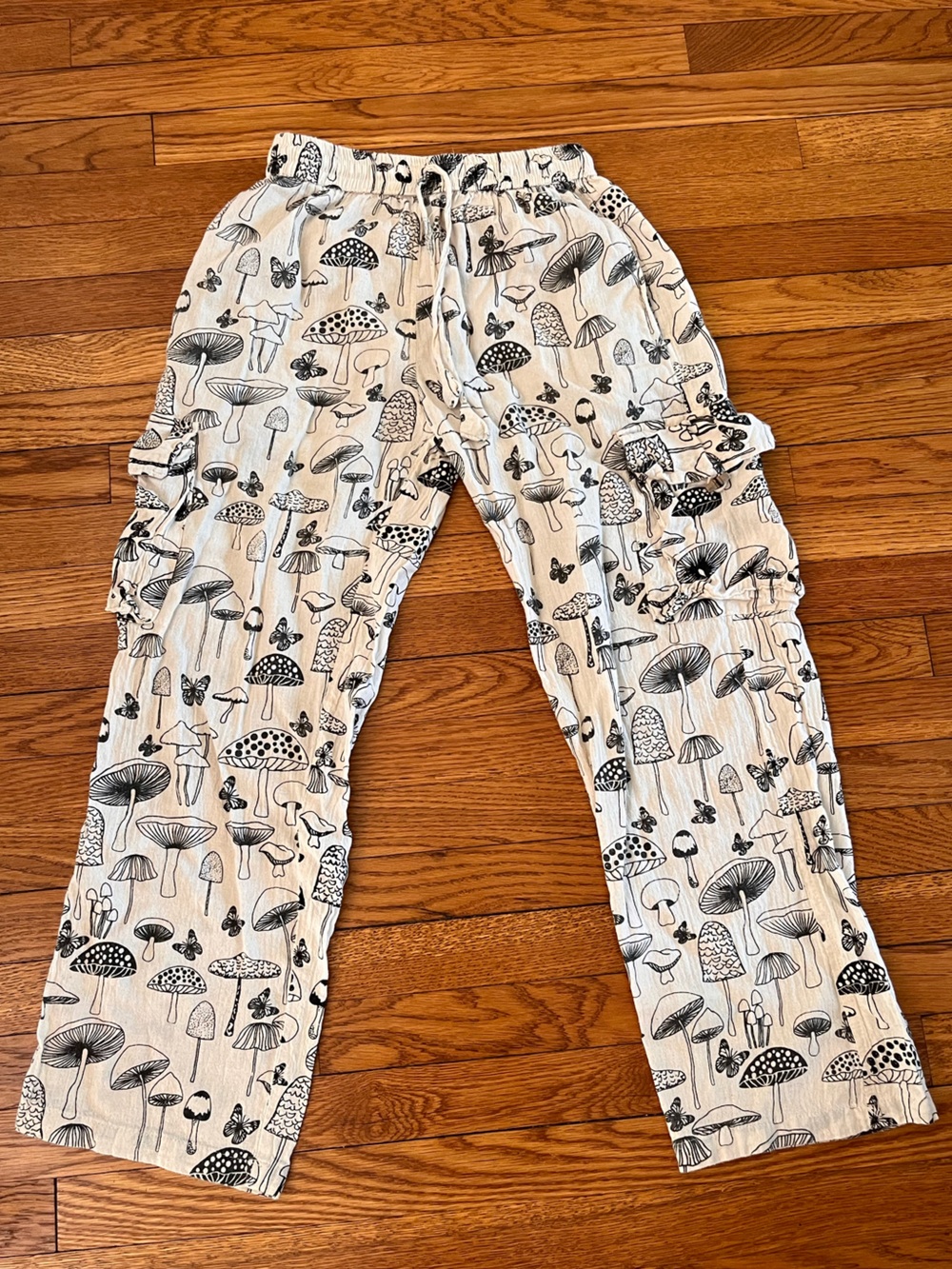 Kathmandu Imports‎ Womens Mushroom Butterfly 100% Cotton Drawstring Pants Small